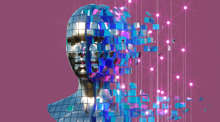 Unable to ignore AI - digital pixelated head